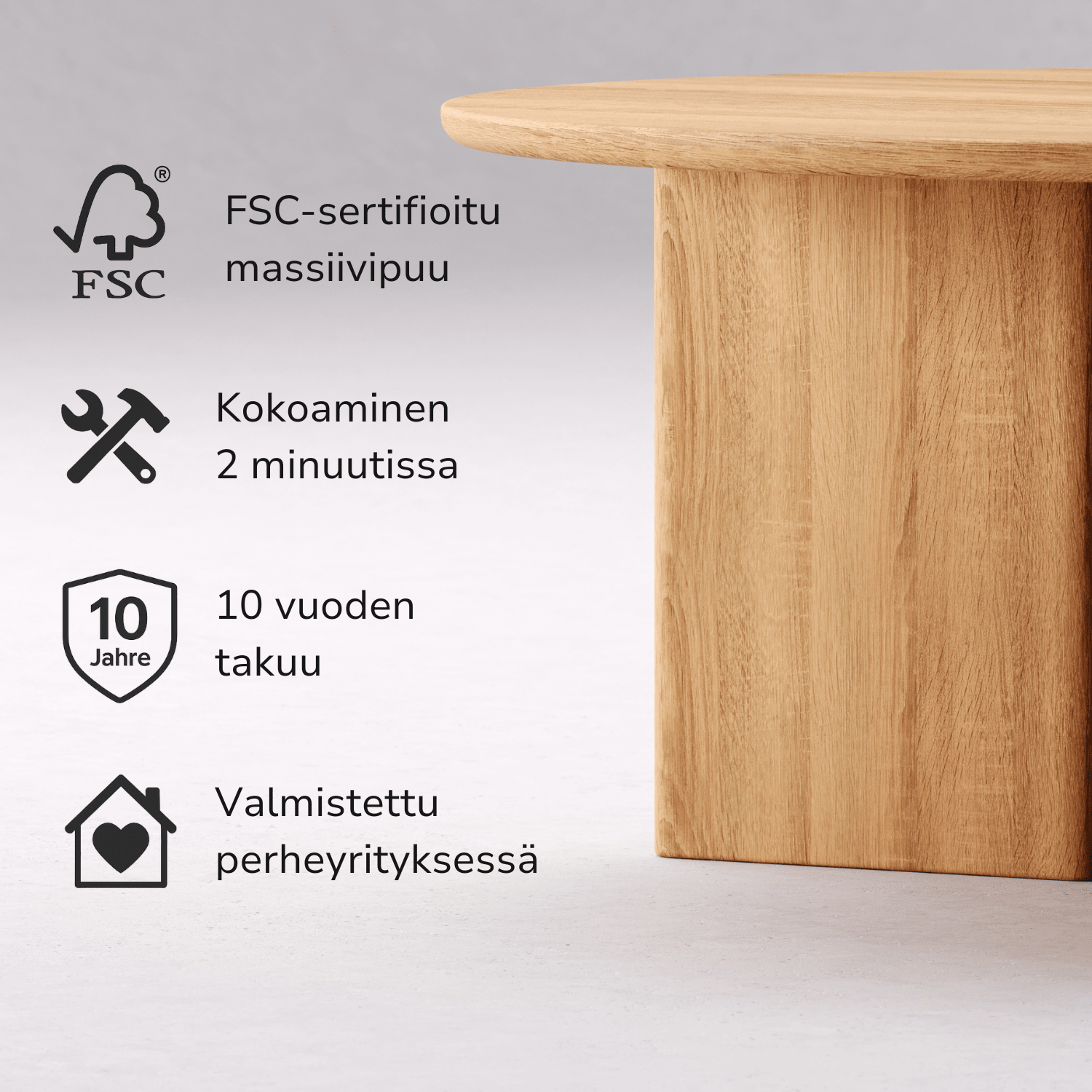 Massiivitammesta valmistettu sohvapöytä 'NIVA'