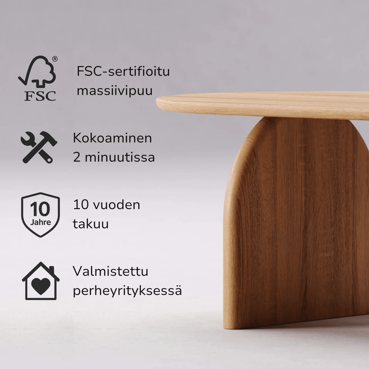 Massiivitammesta valmistettu sohvapöytä 'RUNA'
