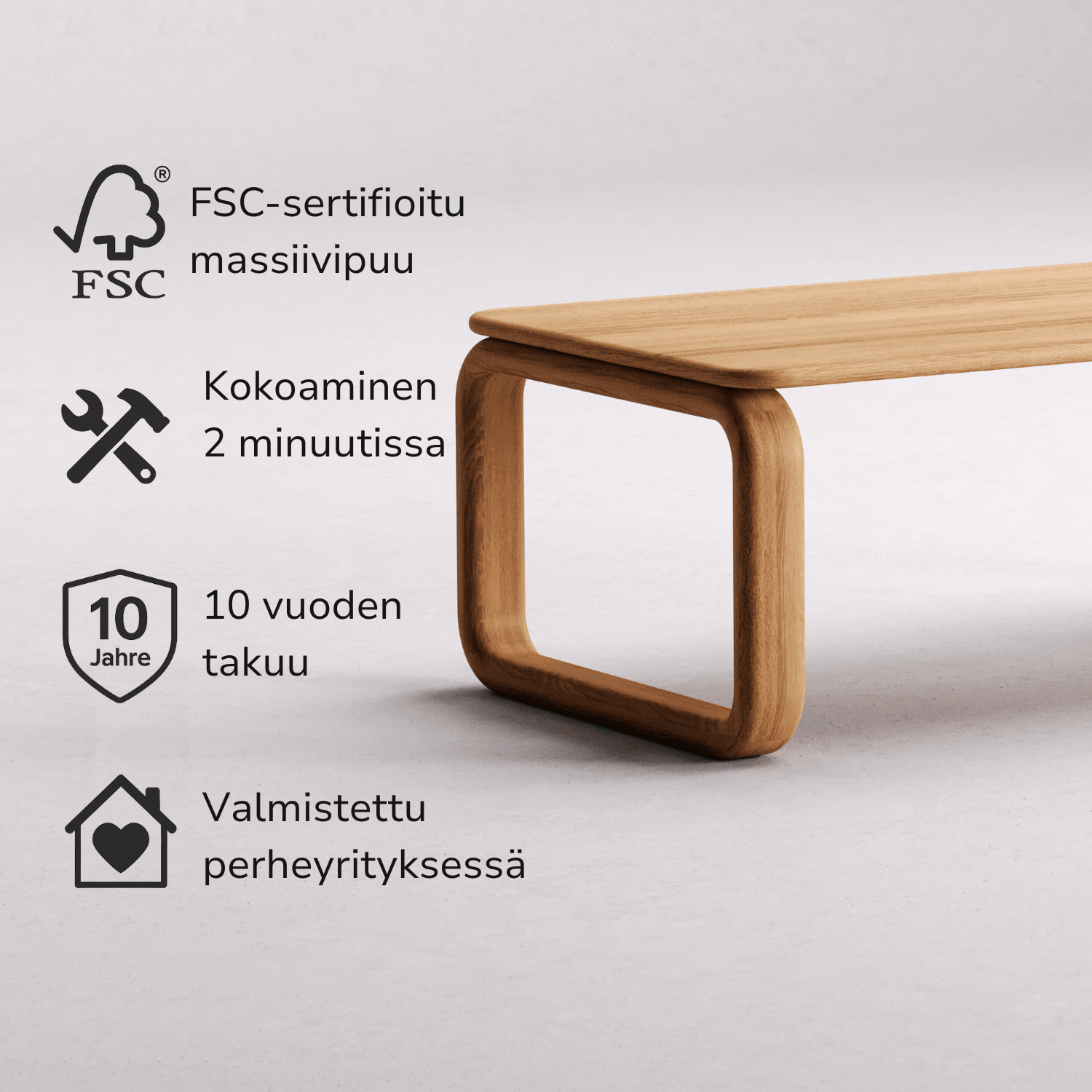 Massiivitammesta valmistettu sohvapöytä 'VESA'