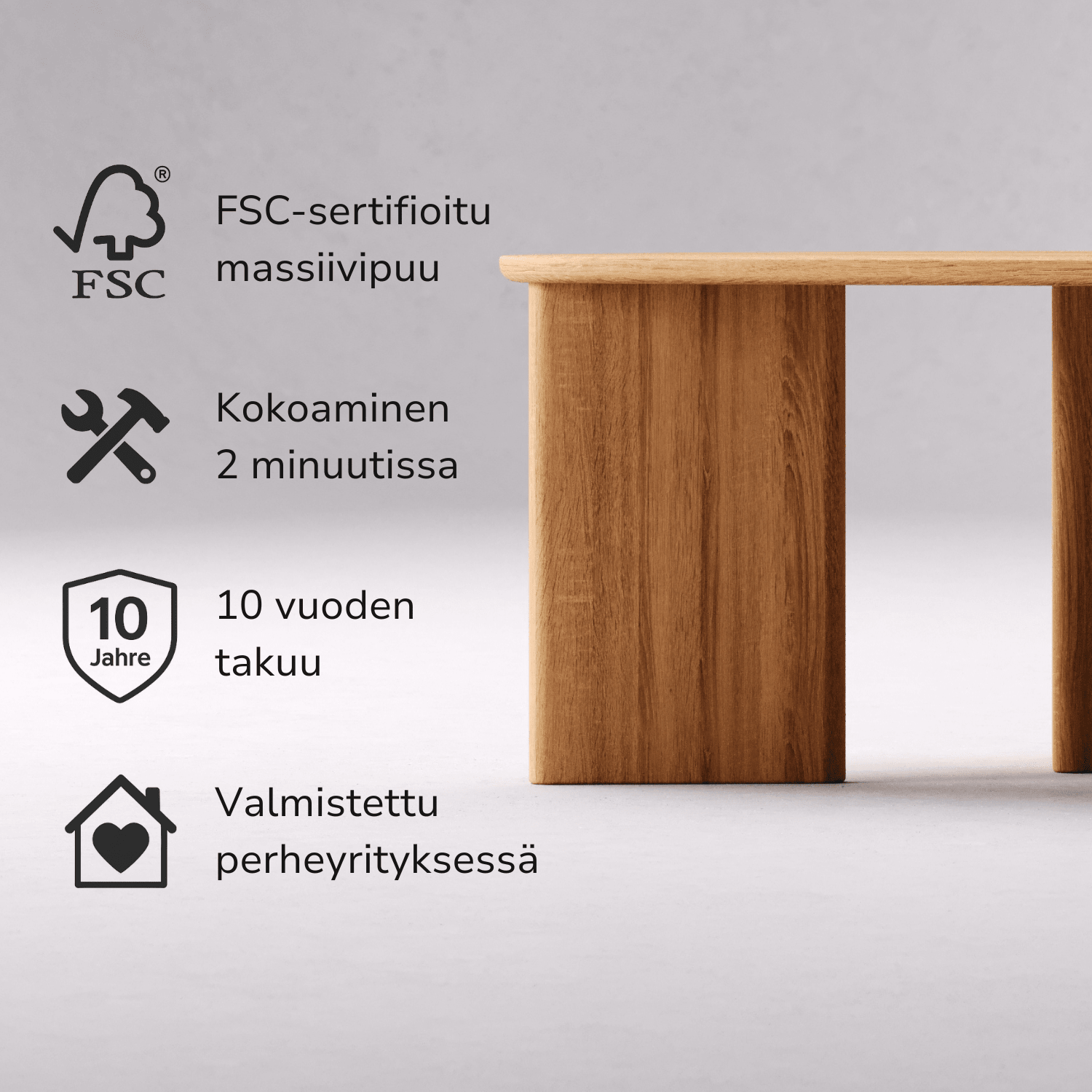 Massiivitammesta valmistettu sohvapöytä 'TOVA'